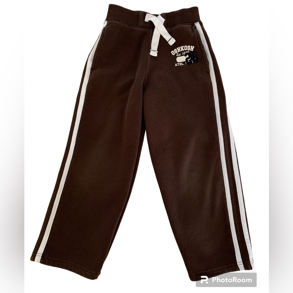 OshKosh B’Gosh Sweatpants Boys Size 6 Brown Striped Thick Comfortable Pockets
